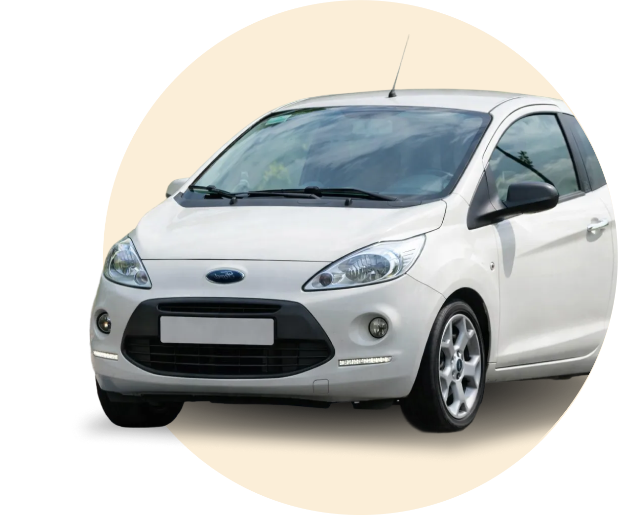 a white car in a circle